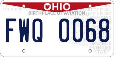 OH license plate FWQ0068