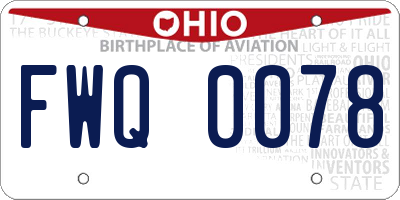 OH license plate FWQ0078