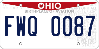 OH license plate FWQ0087