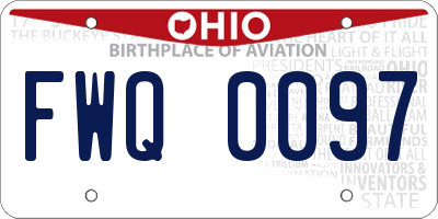 OH license plate FWQ0097
