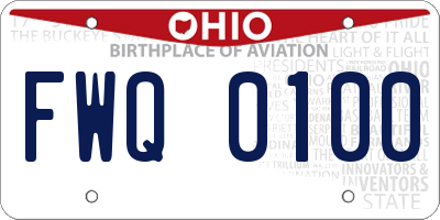 OH license plate FWQ0100