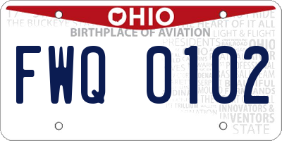 OH license plate FWQ0102