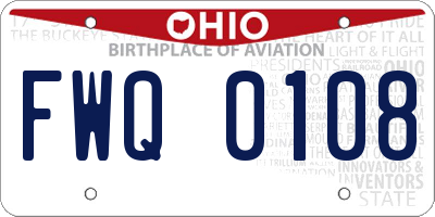 OH license plate FWQ0108