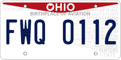 OH license plate FWQ0112