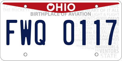 OH license plate FWQ0117
