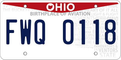 OH license plate FWQ0118