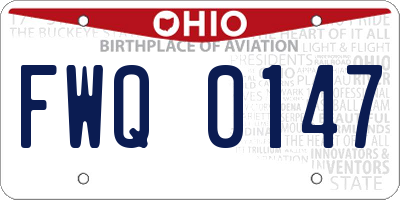 OH license plate FWQ0147