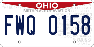 OH license plate FWQ0158