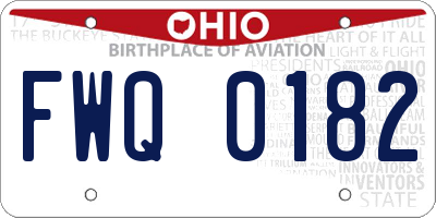 OH license plate FWQ0182