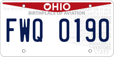 OH license plate FWQ0190