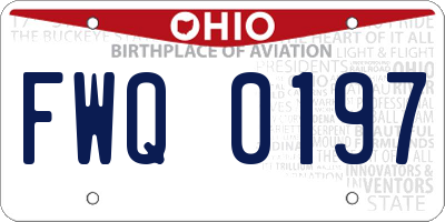 OH license plate FWQ0197