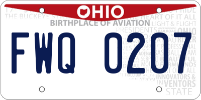 OH license plate FWQ0207