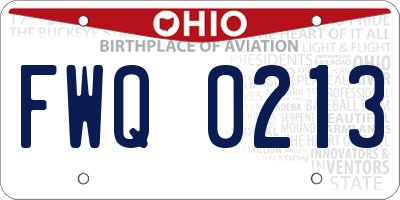 OH license plate FWQ0213