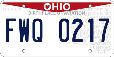 OH license plate FWQ0217