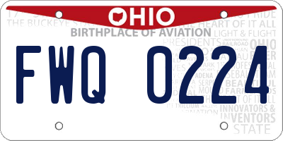 OH license plate FWQ0224