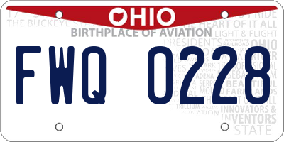 OH license plate FWQ0228