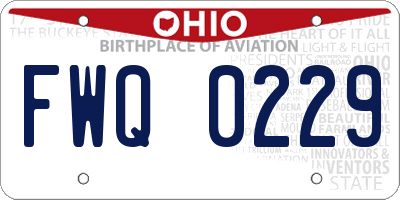 OH license plate FWQ0229