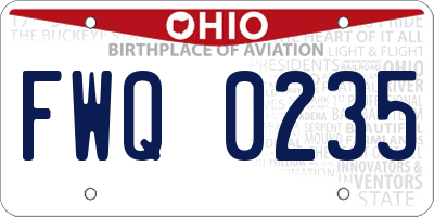 OH license plate FWQ0235