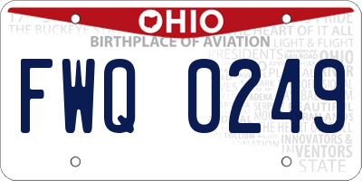OH license plate FWQ0249