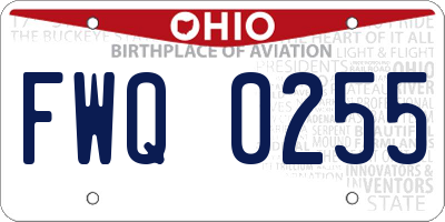 OH license plate FWQ0255