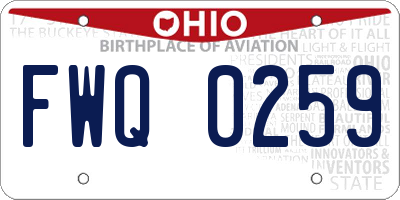 OH license plate FWQ0259