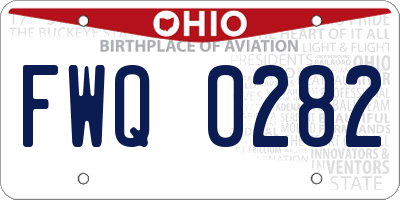 OH license plate FWQ0282