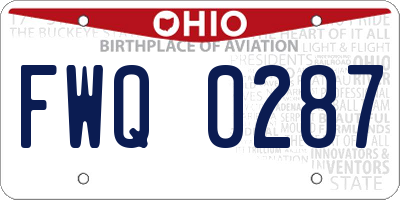 OH license plate FWQ0287