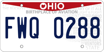 OH license plate FWQ0288