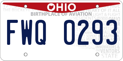 OH license plate FWQ0293