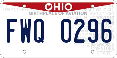 OH license plate FWQ0296