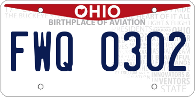 OH license plate FWQ0302