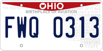 OH license plate FWQ0313