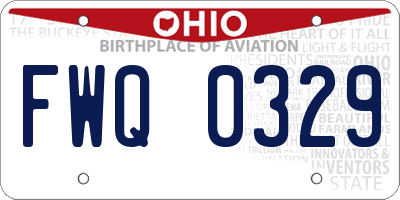 OH license plate FWQ0329