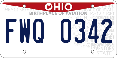 OH license plate FWQ0342
