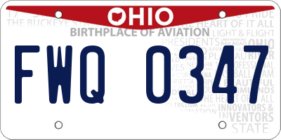 OH license plate FWQ0347