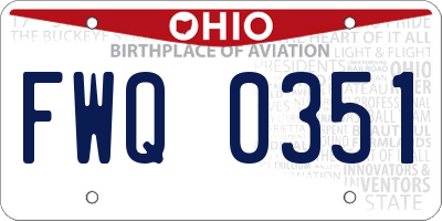 OH license plate FWQ0351