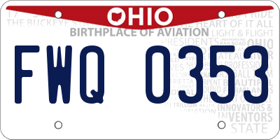 OH license plate FWQ0353