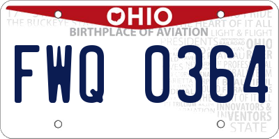OH license plate FWQ0364