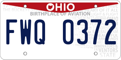 OH license plate FWQ0372