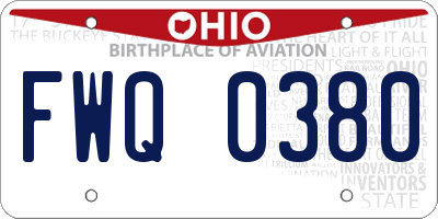 OH license plate FWQ0380