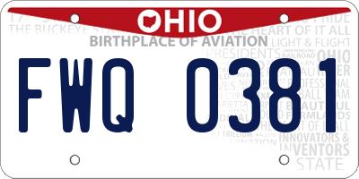 OH license plate FWQ0381