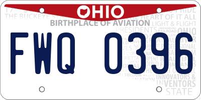 OH license plate FWQ0396