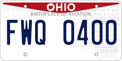 OH license plate FWQ0400