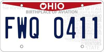 OH license plate FWQ0411