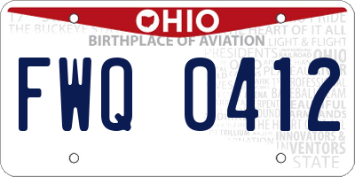 OH license plate FWQ0412