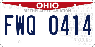 OH license plate FWQ0414