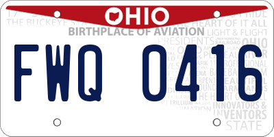OH license plate FWQ0416