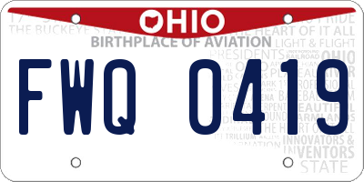 OH license plate FWQ0419