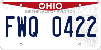 OH license plate FWQ0422