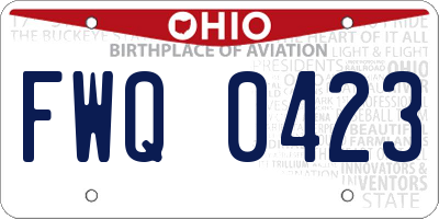 OH license plate FWQ0423